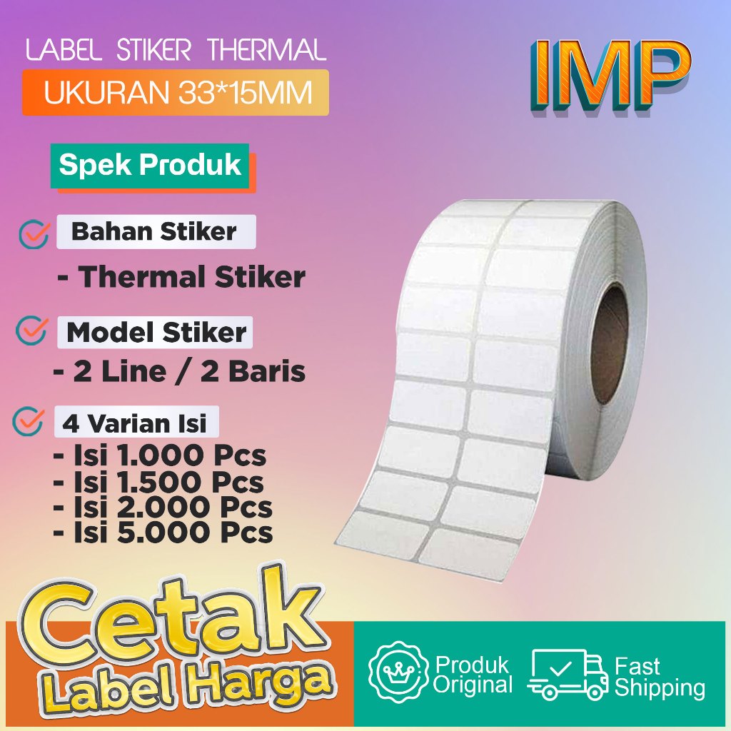Jual Label Stiker Thermal Label Barcode 2 line Isi 1000/1500/2000/5000 ...