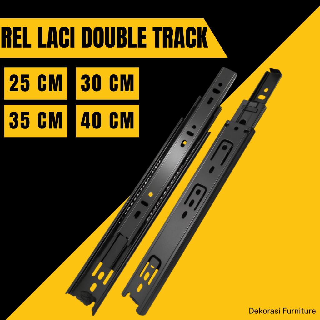 Jual Rel Double Track Full Extension Drawer Slider | Shopee Indonesia