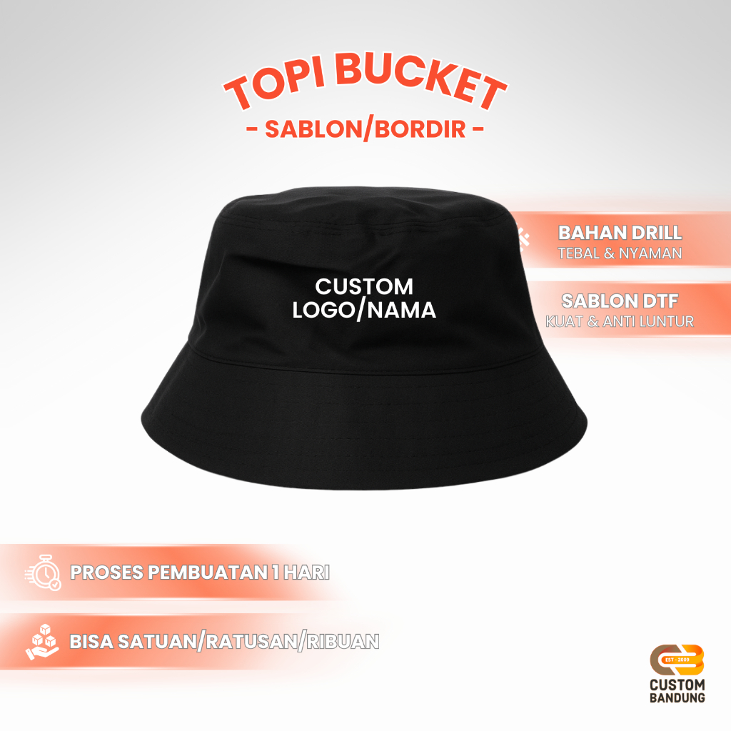 Jual Topi Bucket Bisa Custom Nama Sendiri Atau Bucket Hat Motif Topi ...