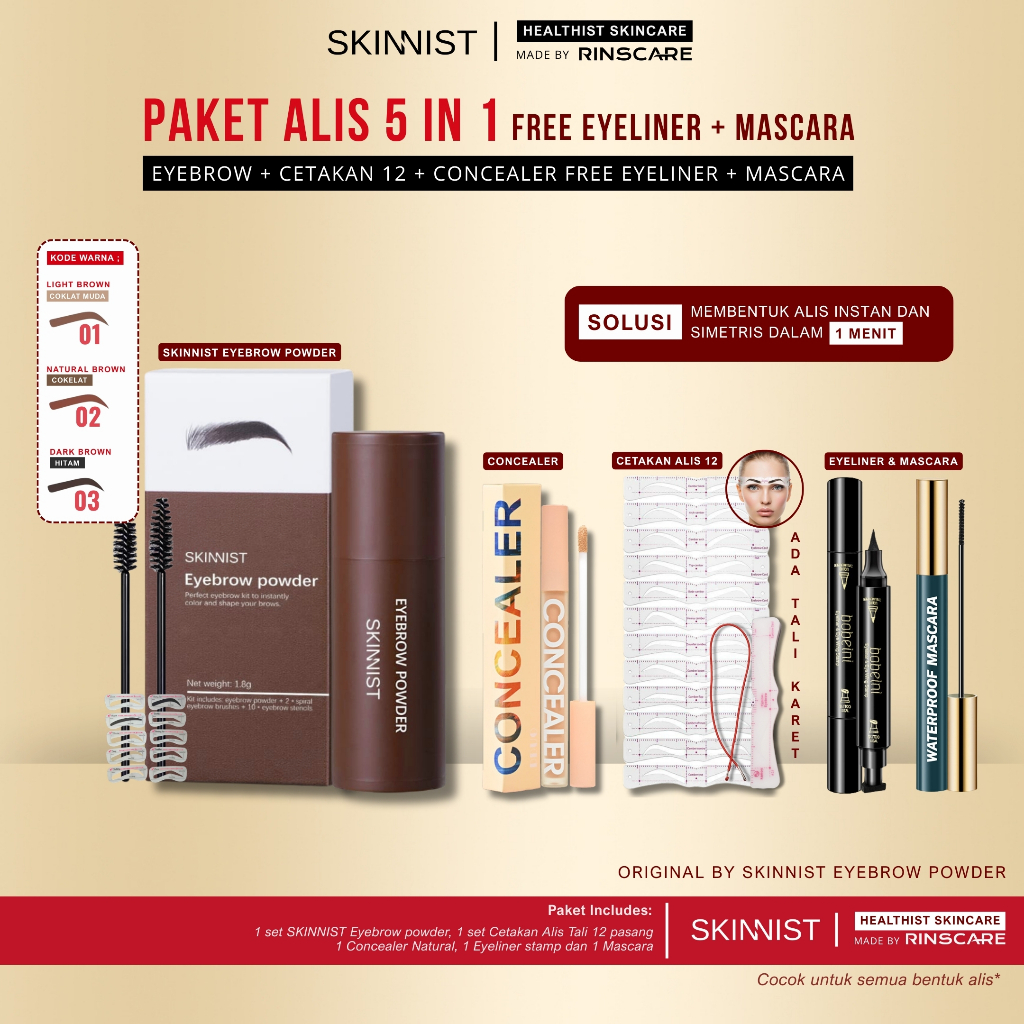 Jual PAKET ALIS 5in1 FREE EYELINER & MASCARA - Paket Eyebrow 5in1 ...