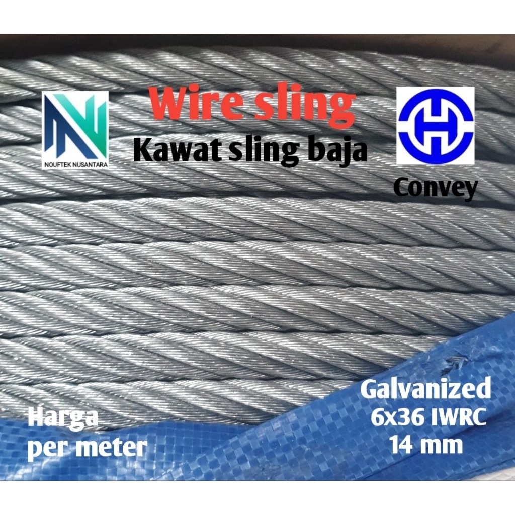 Jual Kawat seling baja 14mm wire rope sling 6x36 IWRC Galvanized per ...