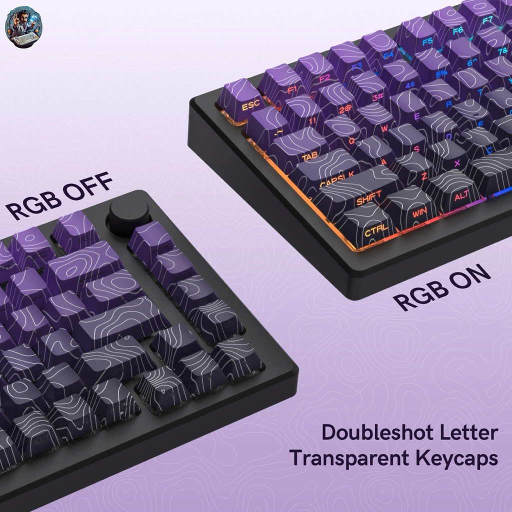 Jual Keycaps Topographic Contour Line - PBT Double Shot Cherry Profile ...
