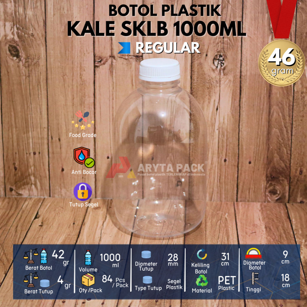 Jual Botol plastik PET 1000ml kale sklb minuman jus susu kopi tutup ...