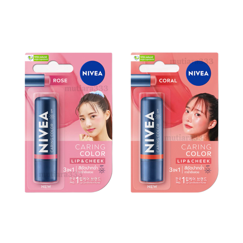Jual Nivea Lip Balm Caring Color 3 in 1 SPF 30 - Coral / Rose | Shopee ...