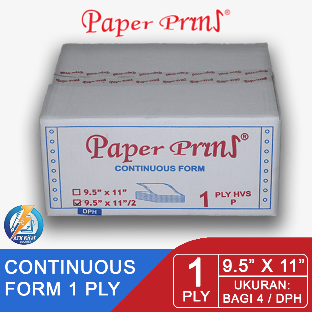 Jual KERTAS CONTINUOUS FORM 1 PLY PAPER PRINT 9.5 X 11 BAGI 4 DPH ...