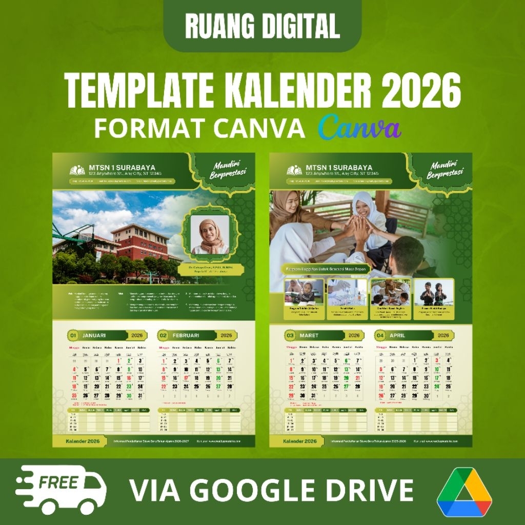 Jual Template Kalender 2026 Format Canva ( Lengkap Jawa Hijriyah ...