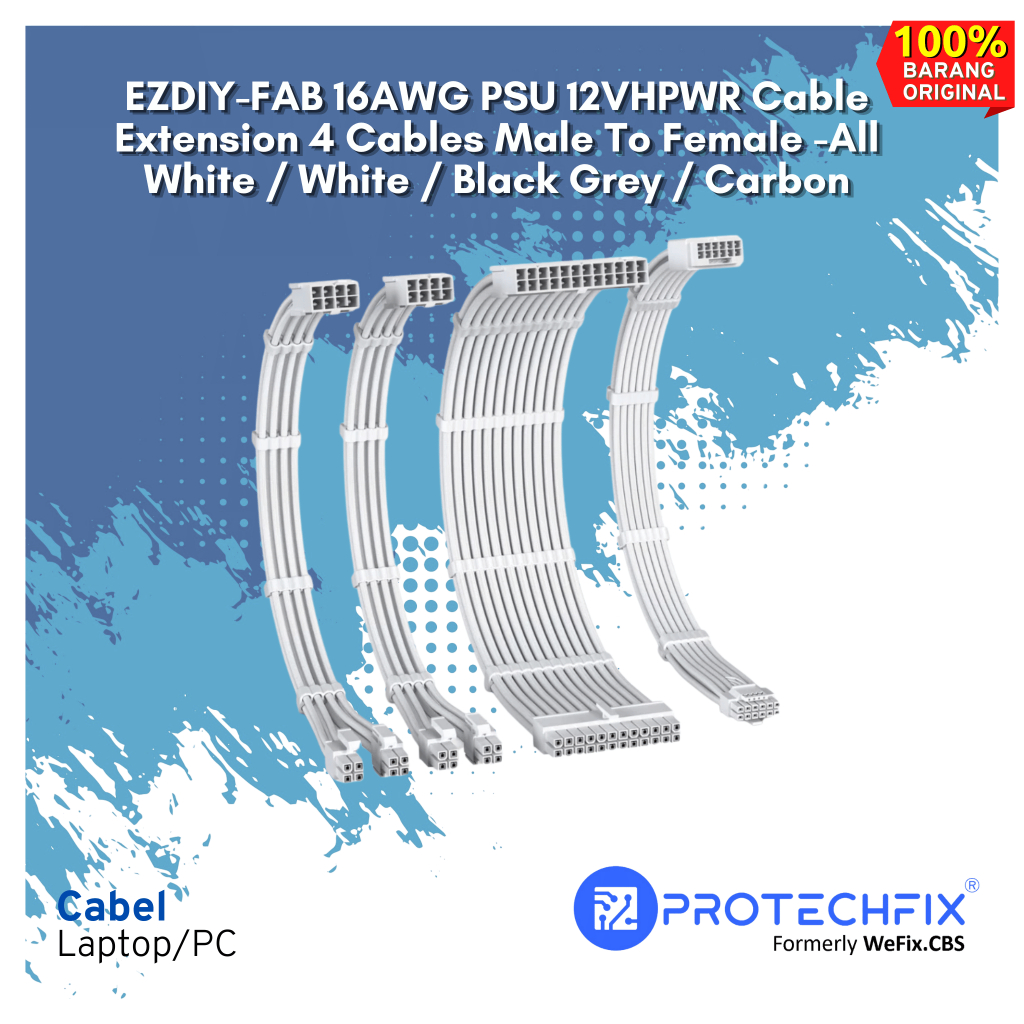 Jual EZDIY-FAB 16AWG PSU 12VHPWR Cable Extension 4 Cables Male To ...