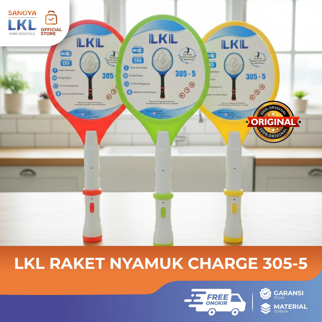 Jual LKL Raket Nyamuk Charge 305‑5 – Raket Nyamuk Cas + Senter LED ...