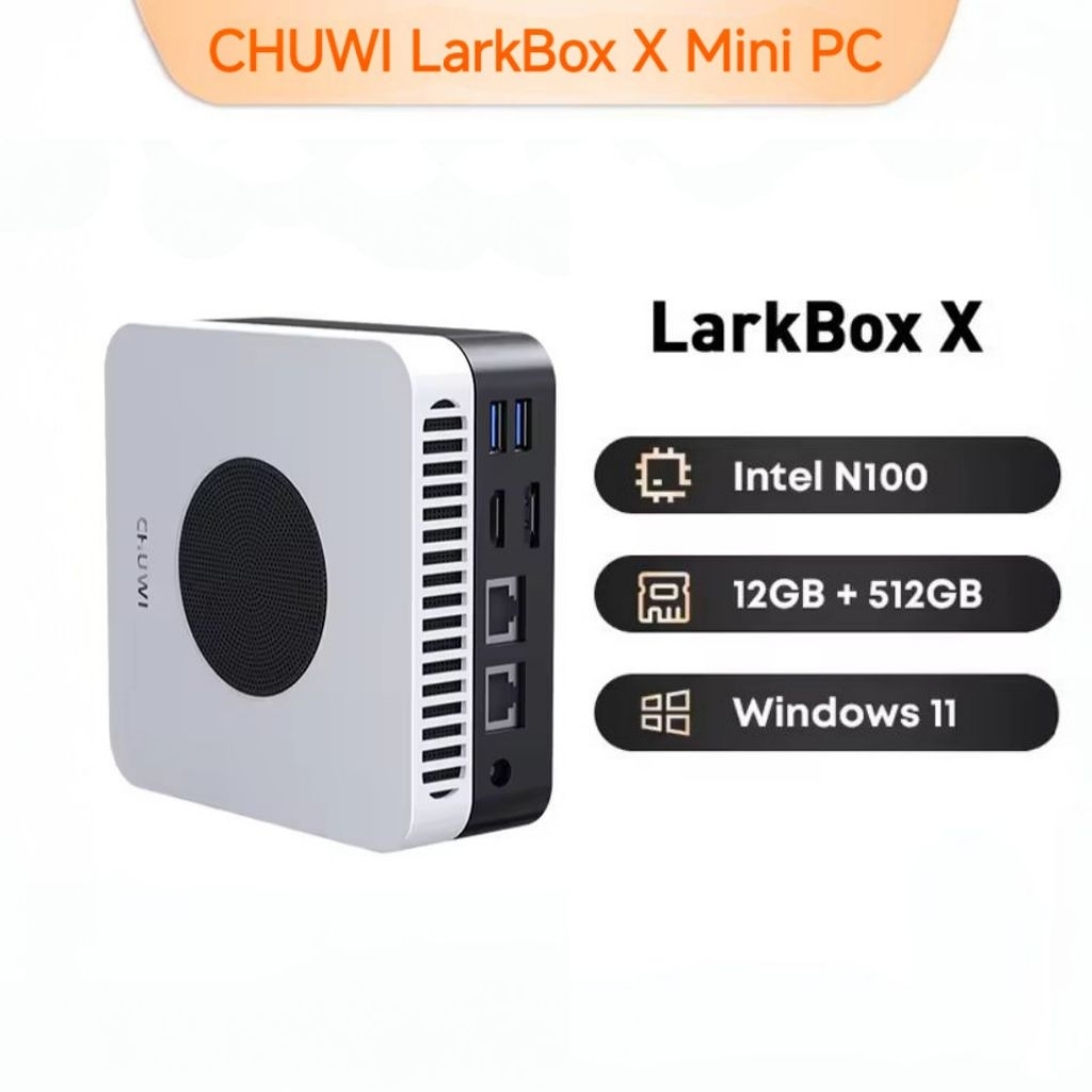 CHUWI LarkBox X PC Mini Intel N150, Game PC grafik UHD untuk prosesor Intel generasi 12GB RAM 512GB SSD WiFi 6 komputer Desktop