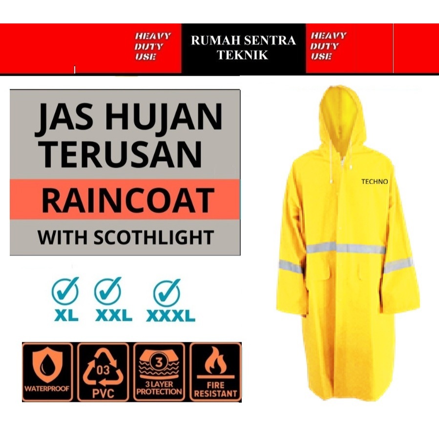 Jual Techno Jas Hujan Proyek Terusan Rainsuit Safety Kuning Scotlight ...