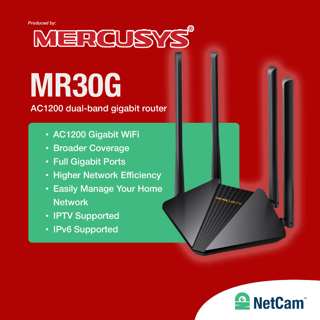 Jual MERCUSYS WIRELESS N ROUTER MR30G AC1200 DUAL-BAND GIGABITE PORT ...
