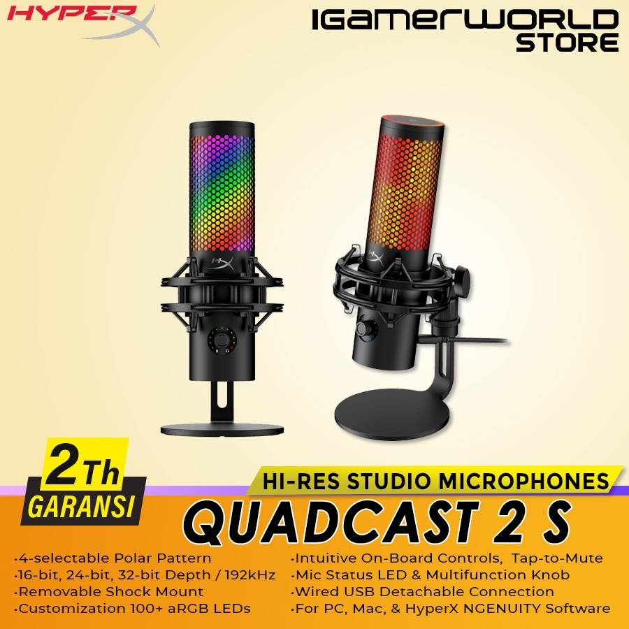 Jual HyperX QUADCAST 2 S Microphone Condenser RGB 4 Polar Pattern ...