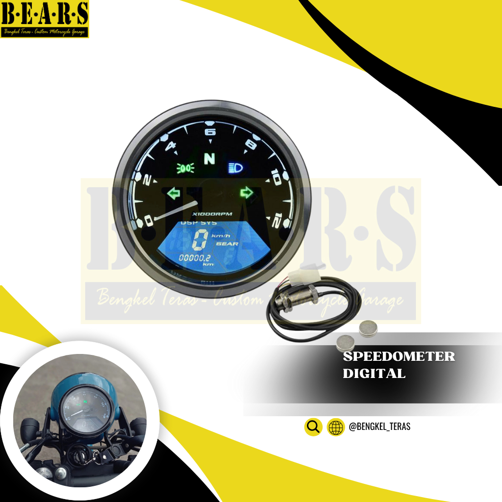 Jual Speedometer Kilo meter Motor Custom Baboon Digital Bulat Odometer ...