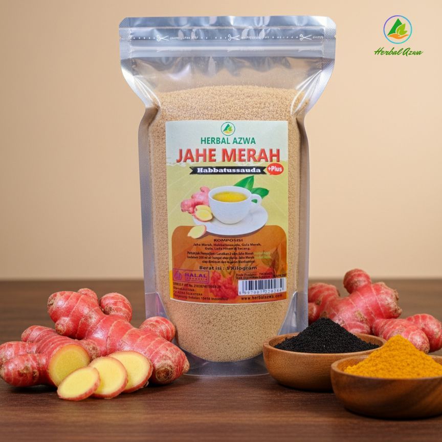 Jual HERBAL AZWA - Jahe Merah Bubuk Instan Plus Habbatusauda | Shopee ...