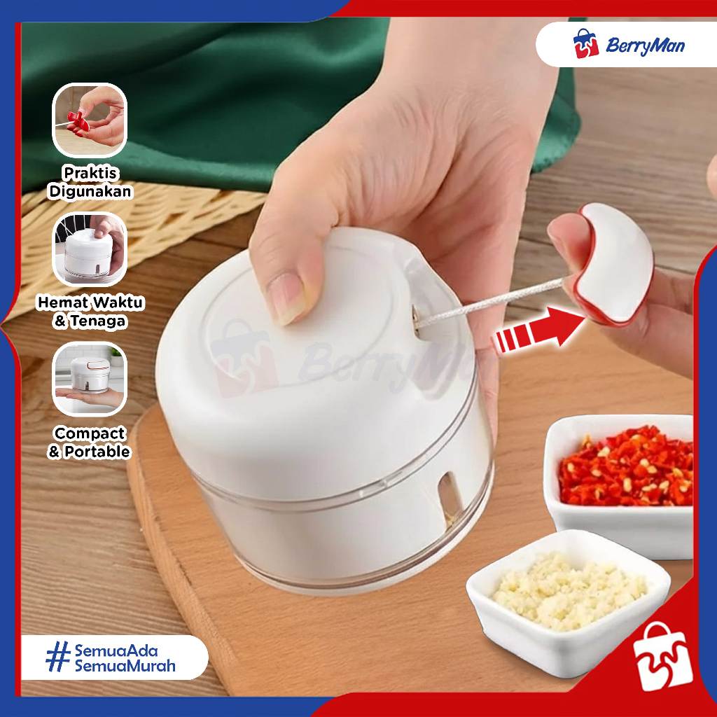 Mini Food Chopper Manual Tarik Tangan Multifungsi Blender Pencacah Bawang  Cabai Portable