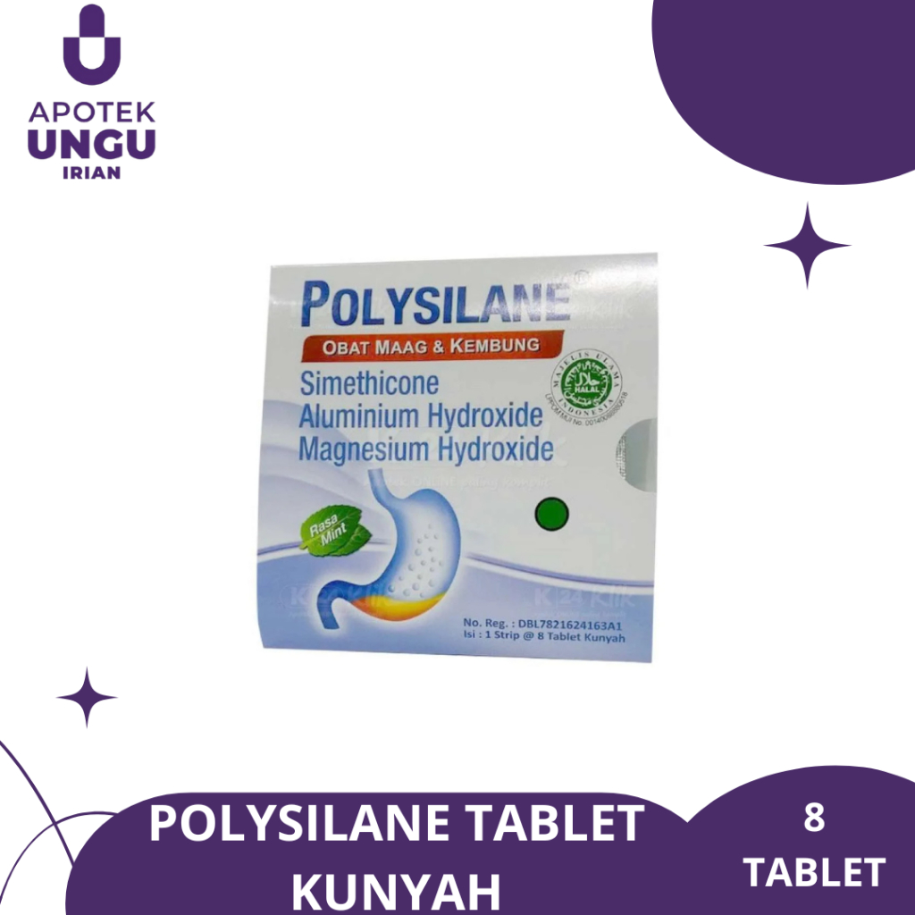 Jual Polysilane Tablet Kunyah 8 Tab Maag Gastritis | Shopee Indonesia