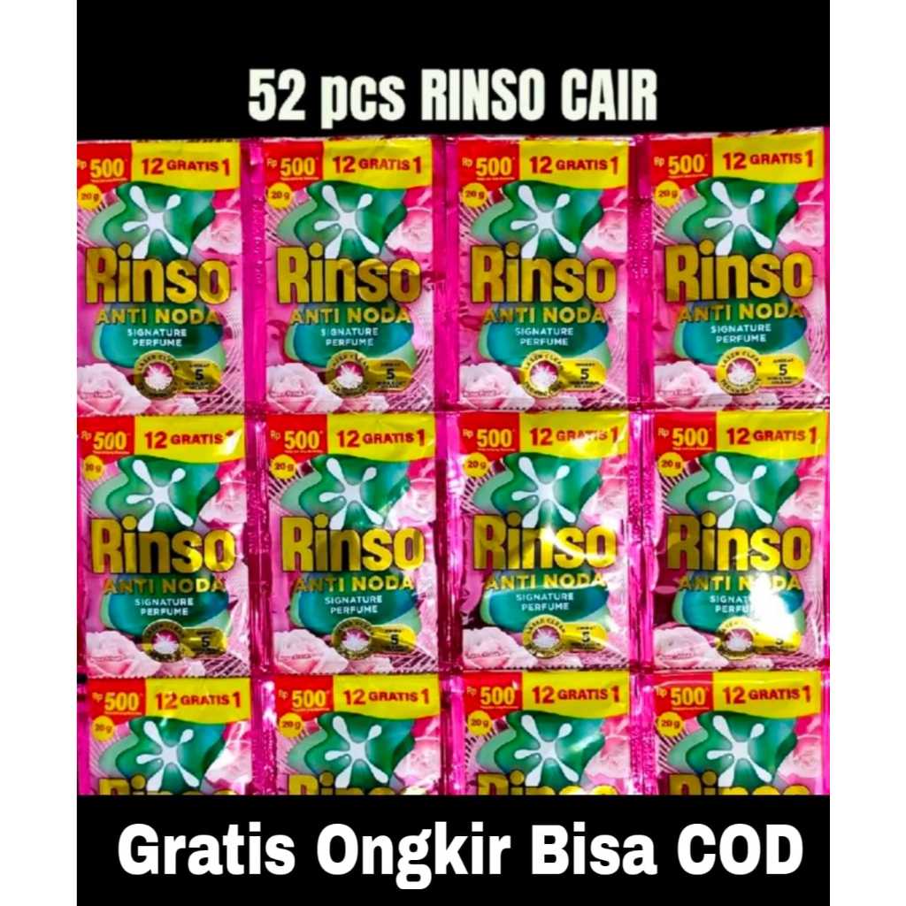 Jual 52 Sachet Rinso Cair Sabun Cuci Cair Kemasan 20 Ml Rp 500 san ...