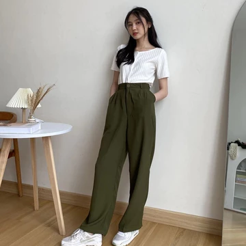 Celana Highwaist Loose Pants Trousers Celana Kerja Wanita Kantor Celana Anti Kusut Celana Kulot