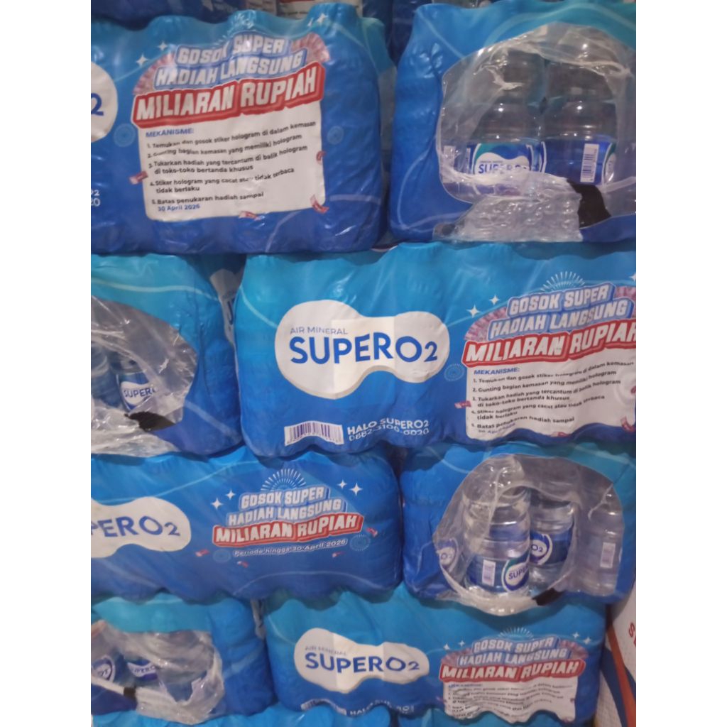 Jual air mineral super O2 200ml 1 pack isi 24 botol / air minum botol ...