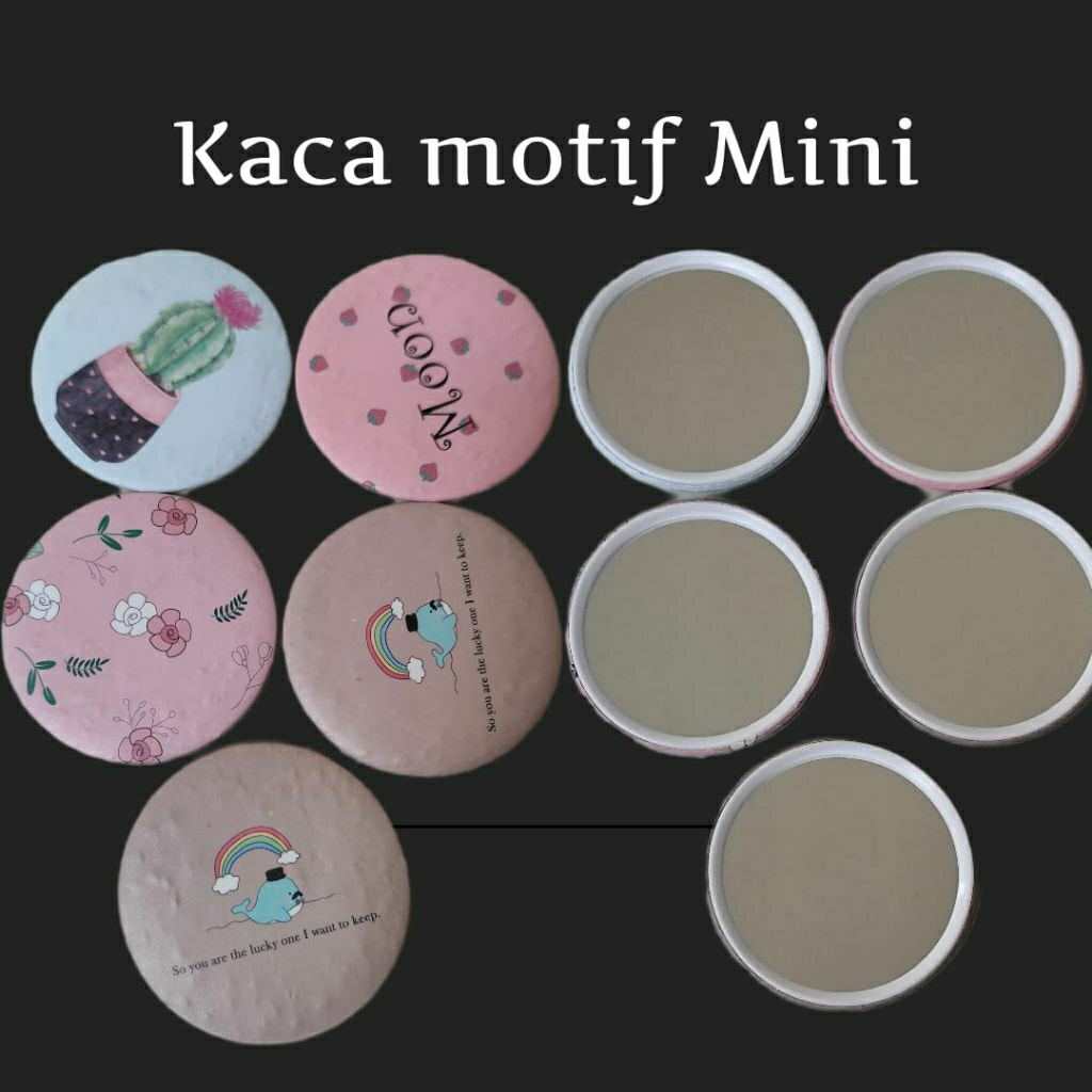 Jual Kaca Mini Bulat Bermotif - kaca Bermotif dan banyak Varian Warna ...