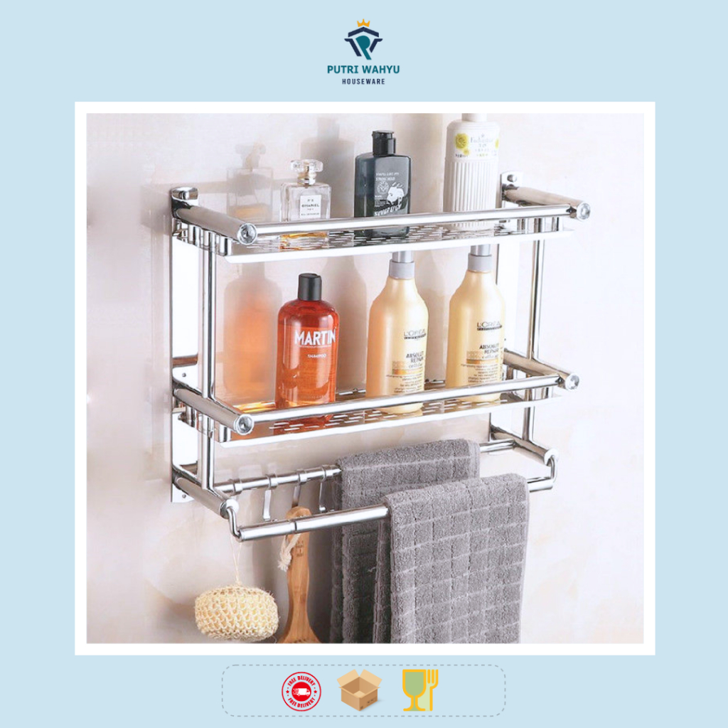 Jual Rak Kamar Mandi STAINLESS STEEL 2 Tingkat Serbaguna kebutuhan ...