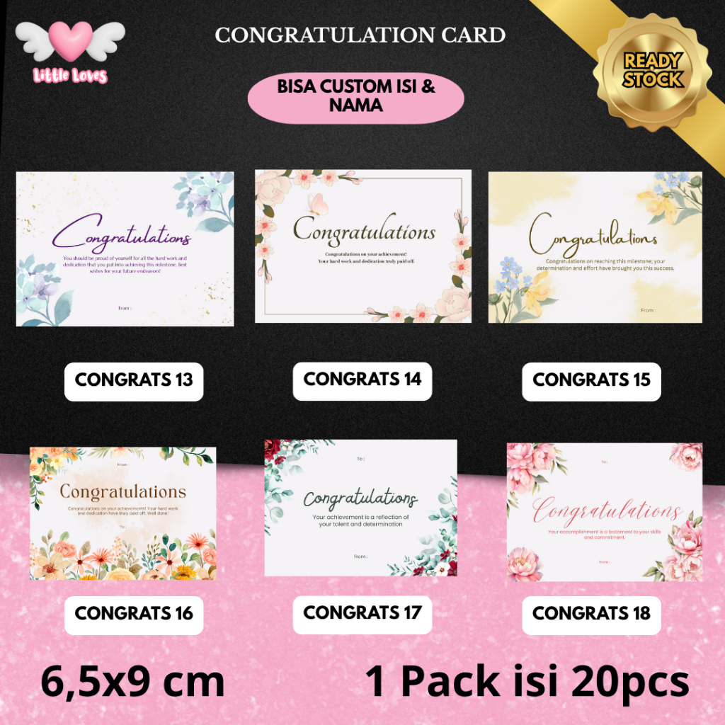 Jual { 20 PCS } CARD CONGRATULATION - GIFT CARD - KARTU UCAPAN WISUDA ...