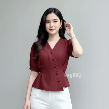 ROLITA Blouse Atasan Wanita Wolfis Premium Asimetris Elegan Blouse Wanita Fit To L