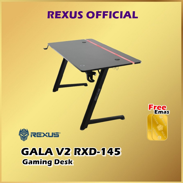 Jual Rexus Gala V2 RXD-145 RGB LED Gaming Desk RXD145 Meja Gaming ...