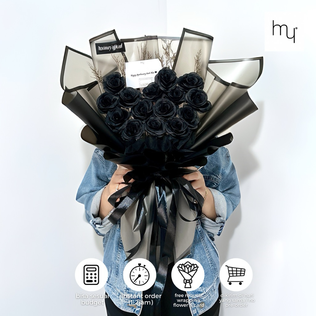 Jual [READY] Buket Bunga Mawar Hitam Artificial Flowers Kado Ulang ...