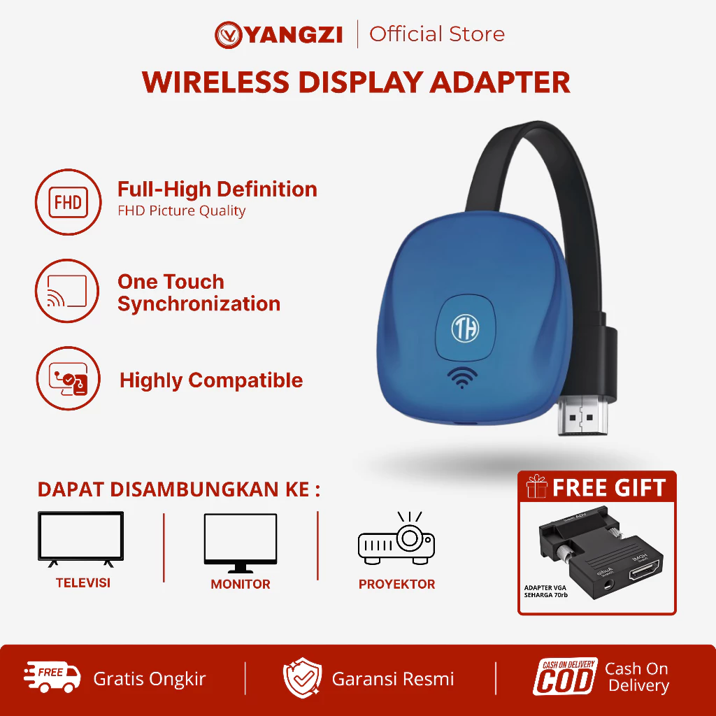 YANGZI Wireless Display Adapter Review: Ubah TV Biasa Jadi Smart TV dengan Tombol Rotate Layar!
