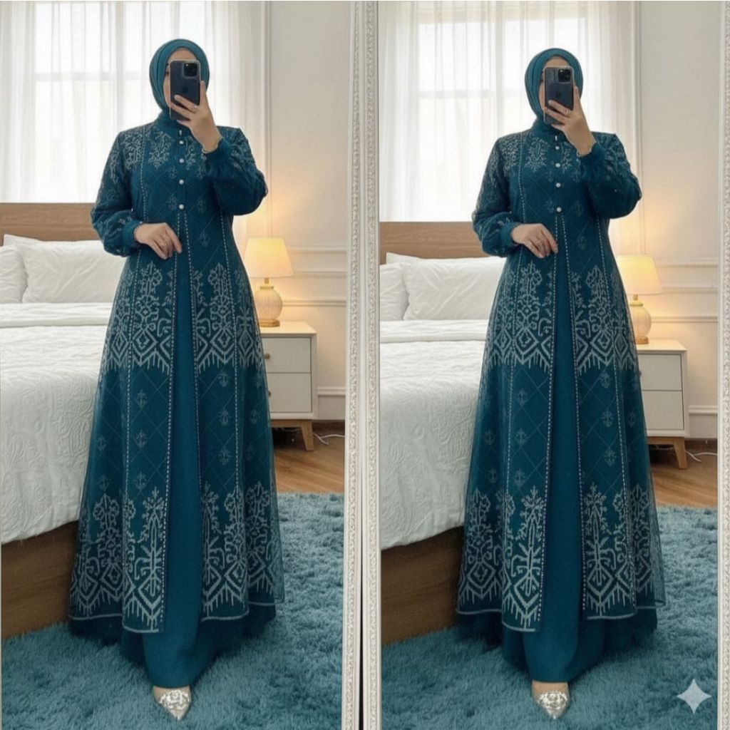 Jual DENARA DRES Gamis Brukat Swaroski Mewah Kondangan Pesta Material ...
