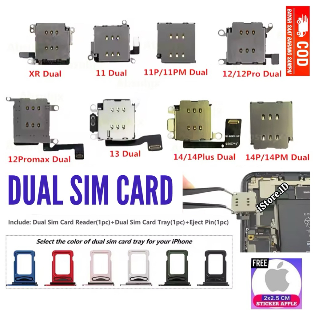 Jual [COD] (Free: Sticker) Dual SIM Card Reader Flex Cable For iPhone ...