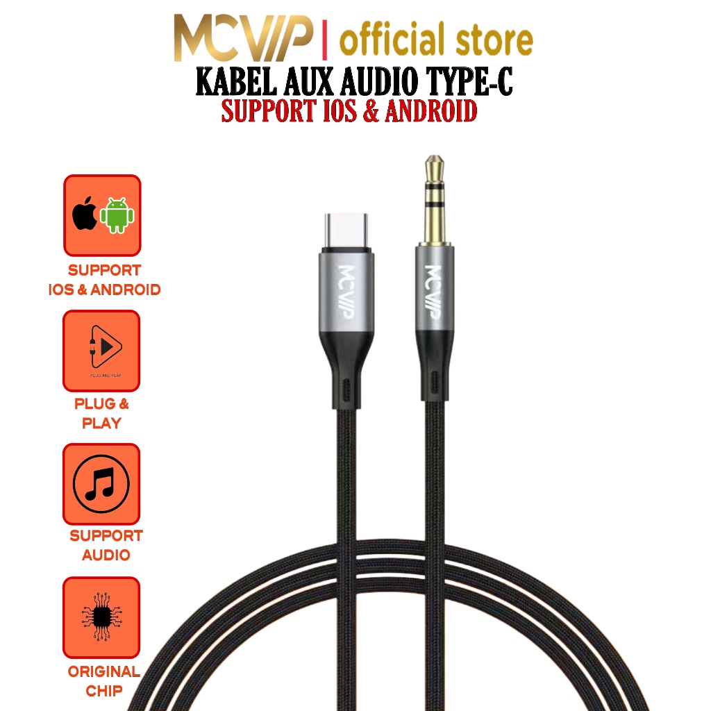 Jual MCVIP Kabel Audio AUX Type C To Jack 3.5mm Male Original Converter ...
