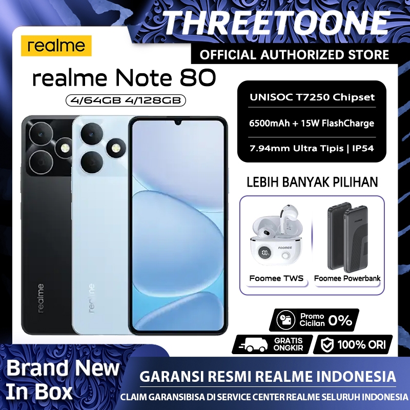 realme Note 80 4GB+128GB (6300mAh Baterai | Proteksi ArmorShell,Jaminan Lancar Hingga 48-bulan,IP54)