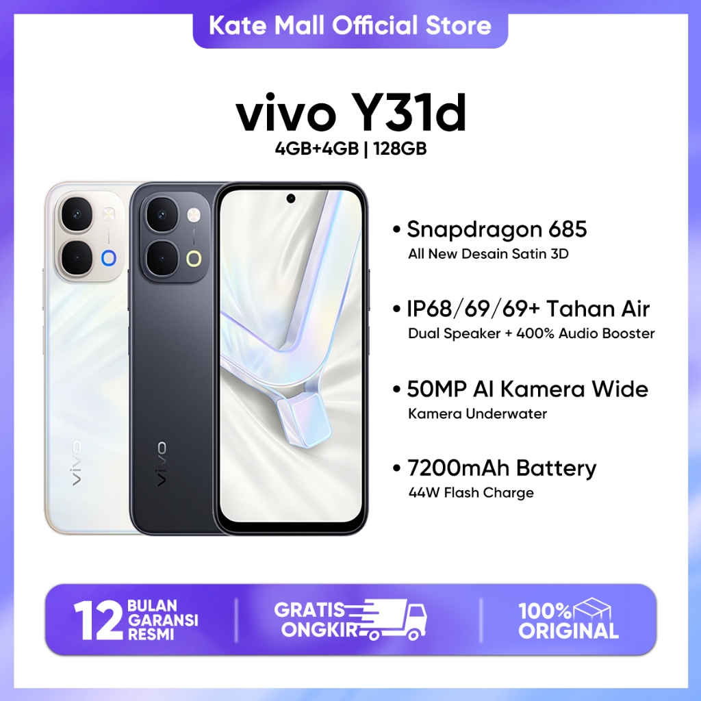 [Official Store] Vivo Y31d (4/128GB) - Snapdragon® 685 7200mAh+44W FalshCharge Vivo Indonesia