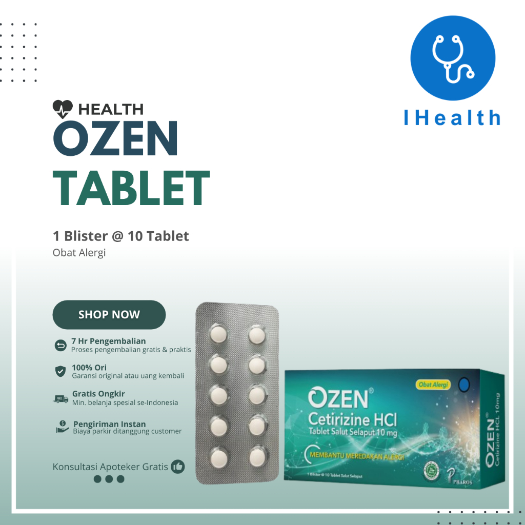 Ozen Tablet 10mg | 1 box@10tablet | membantu meredakan alergi