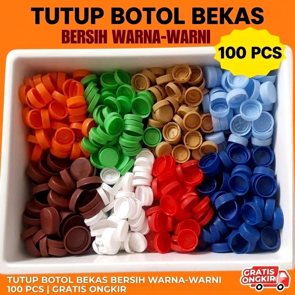 100 PCS Tutup Botol Bekas Sudah Bersih Warna Warni Untuk Kerajinan Tangan Prakarya