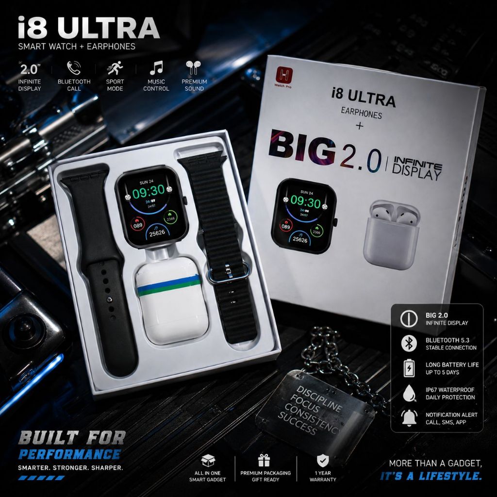 Smartwatch i8 Ultra Free Headset + 2 Pasang Strap/Tali