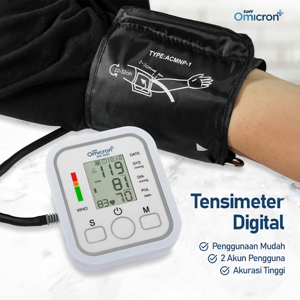 Tensimeter Digital Pengukur Tekanan Darah Akurasi Tinggi + Manset Ukuran 22 - 48 cm