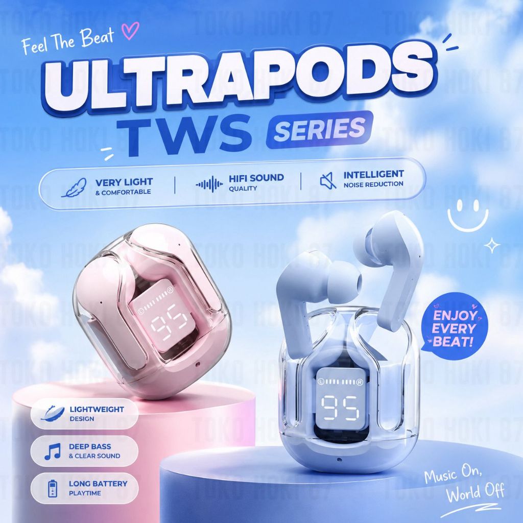 UltraPods TWS Earphone Bluetooth 5.3 ENC Noise Reduction HiFi Stereo Bass