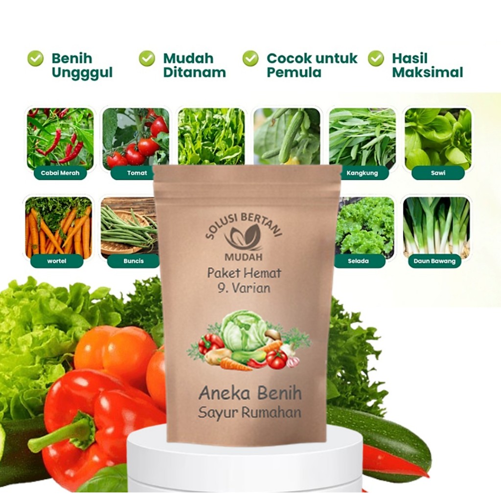 Paket Benih Sayuran 9 Jenis Bibit Unggul Premium Cocok untuk Kebun Rumah
