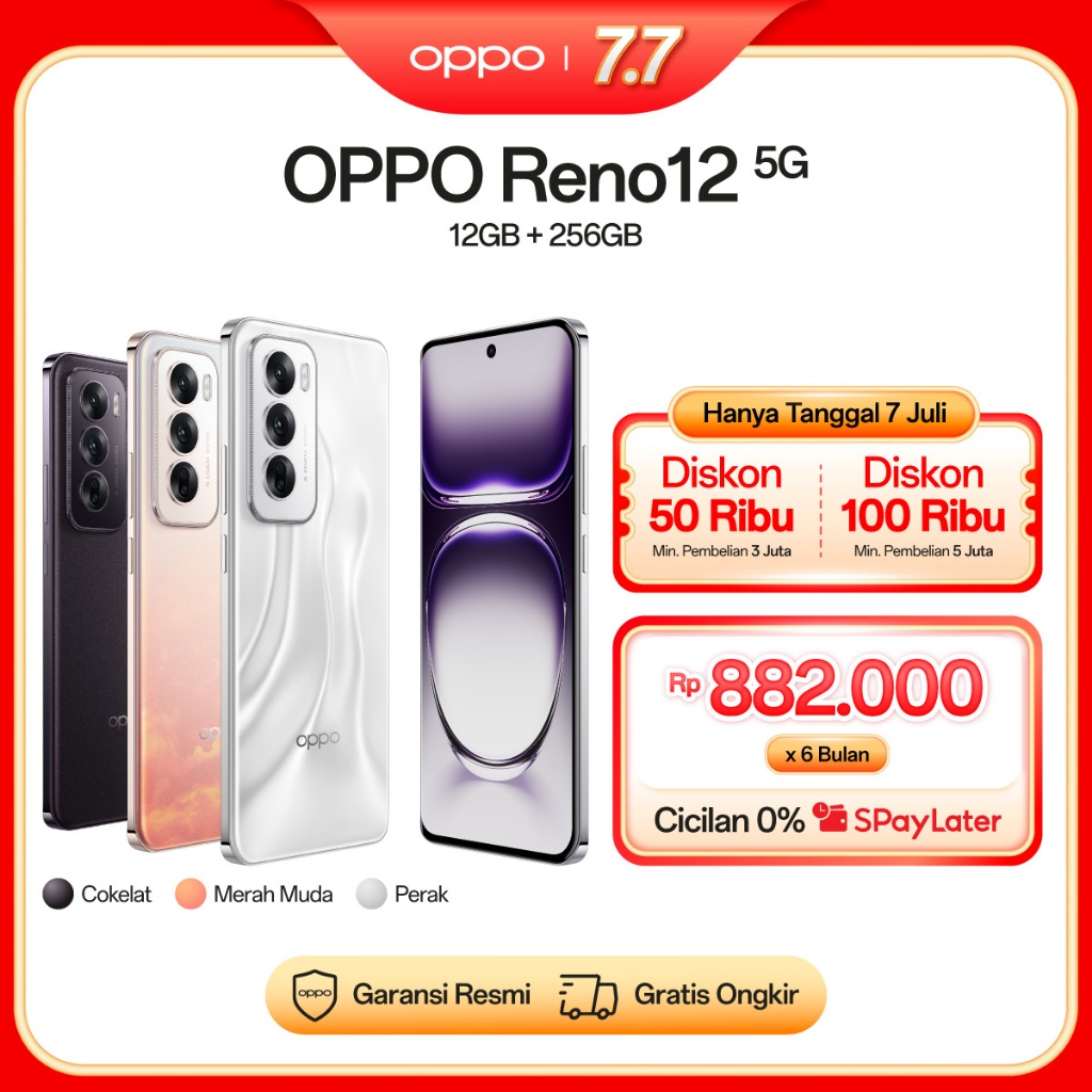 OPPO Reno12 5G 12GB/256GB [80W SUPERVOOC 5000mAh, AI Eraser 2.0, 120hz All-Round Armour, AI LinkBoost & BeaconLink]
