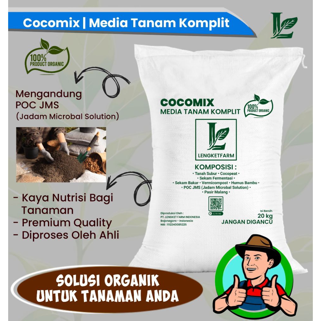 Cocomix komplit I Media tanam siap pakai I Repack 15kg I 30L