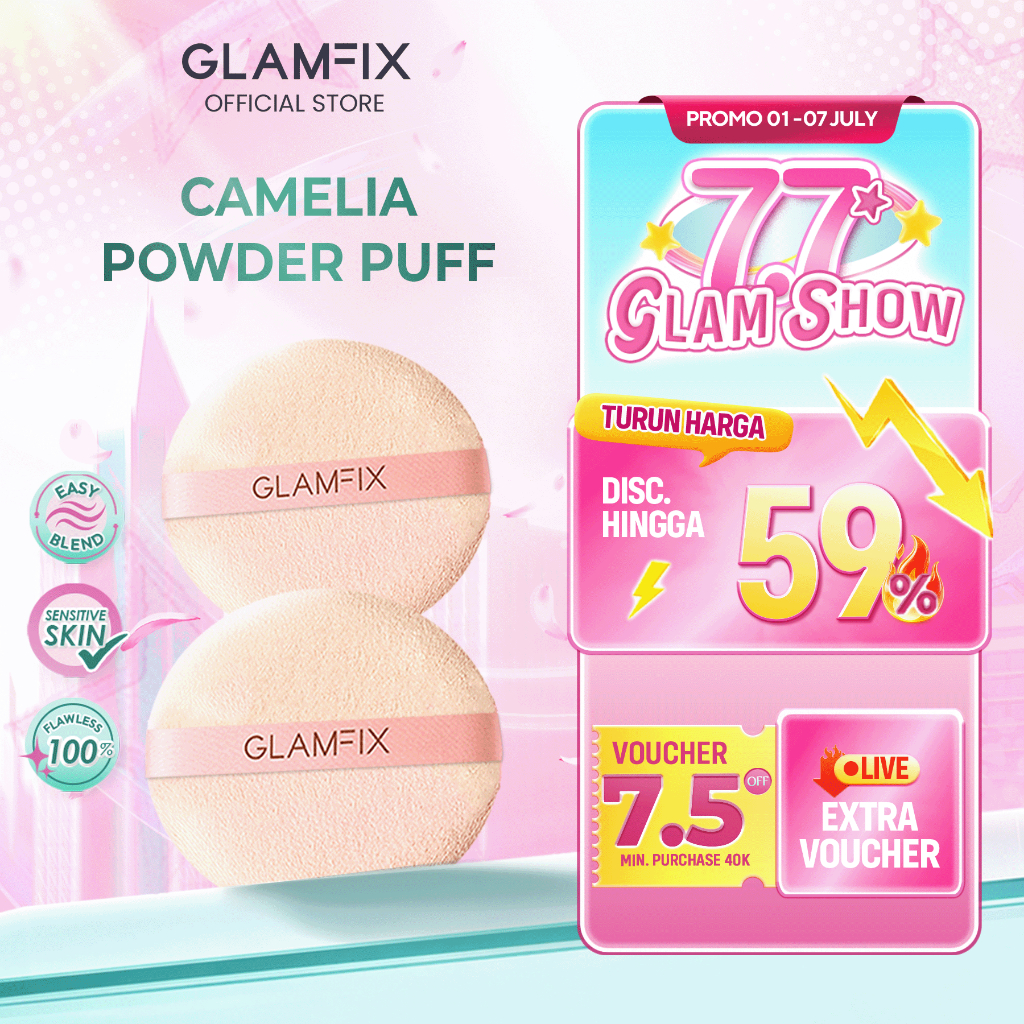 Jual Glamfix Camelia Loose Powder Puff 2pcs Sponge Make Up Puff Spons ...