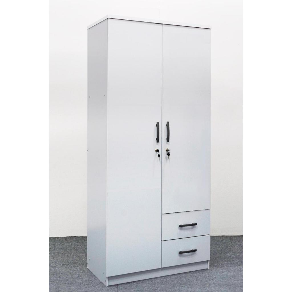 LEMARI PAKAIAN 2 PINTU MINIMALIS POLOS LACI TANPA KACA