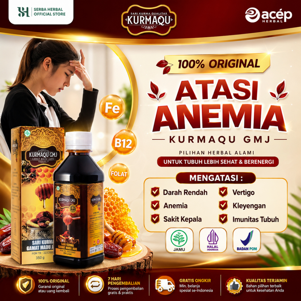 KurmaQu Obat Darah Rendah, HB Rendah, Anemia, Sakit Kepala, Vertigo, Pusing Klinyengan, Badan Lemas