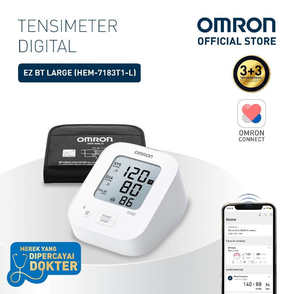 [NEW] Omron Tensimeter Digital EZ Bluetooth Large HEM-7183T1-L