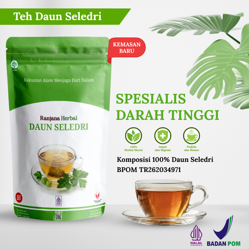 Ranjana Herbal Teh Celup Daun Seledri BPOM Halal Solusi Darah Tinggi Hipertensi Kolesterol Jantung