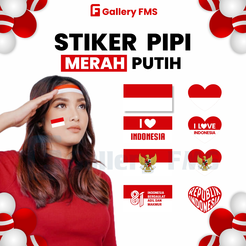 Stiker Pipi Merah Putih - Stiker Bendera Merah Putih Pipi