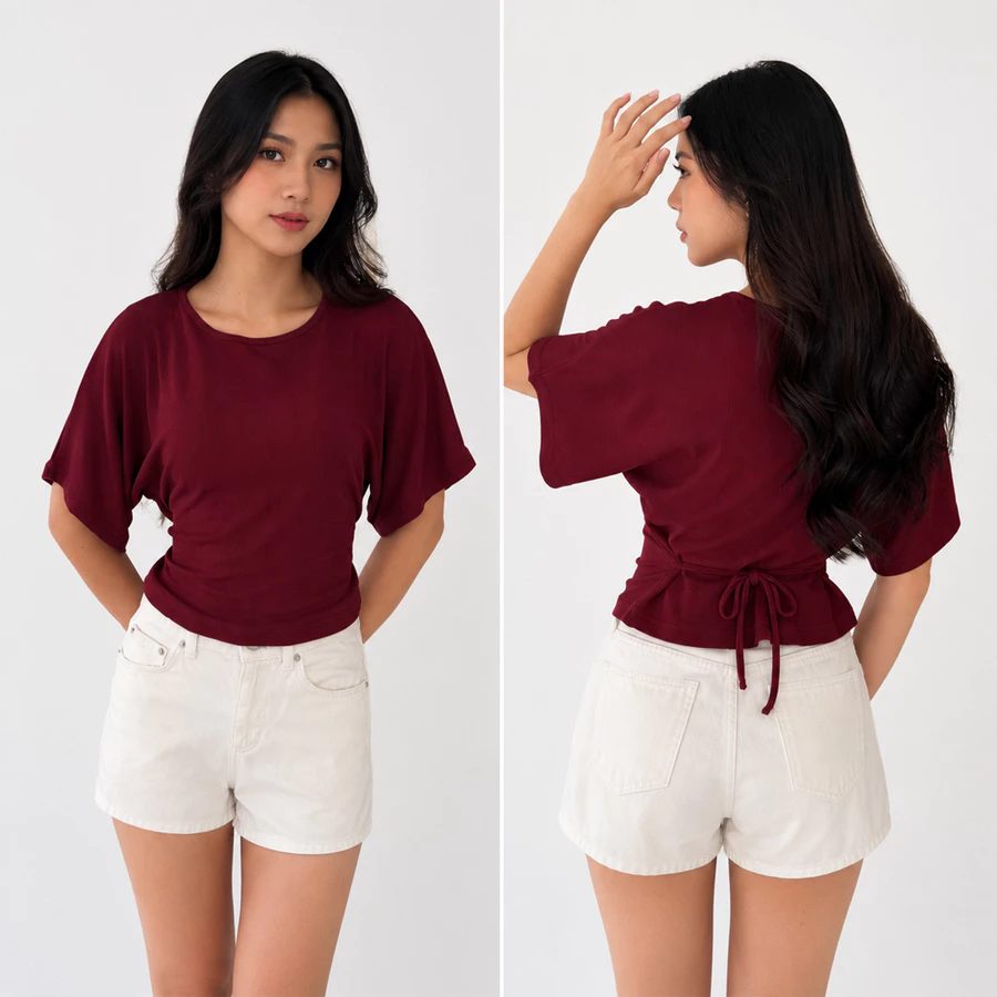 Atasan Knit Wanita Kaos Korea Top Baju Knit Wanita Lengan Pendek Basic Long Sleeve
